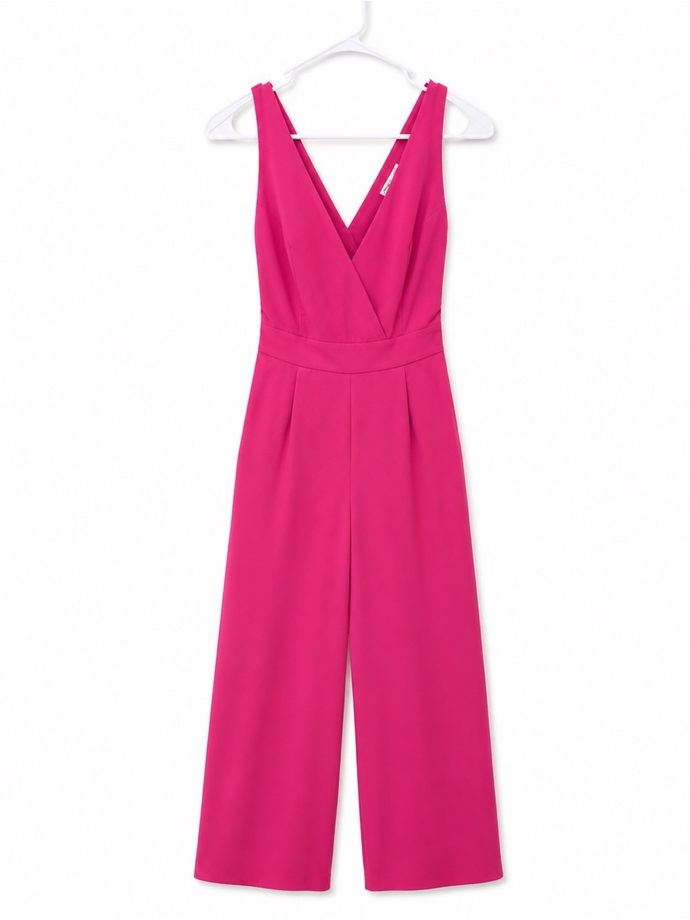 Women's Sleeveless V-Neck Wide-Leg Jumpsuit in Hot Pink